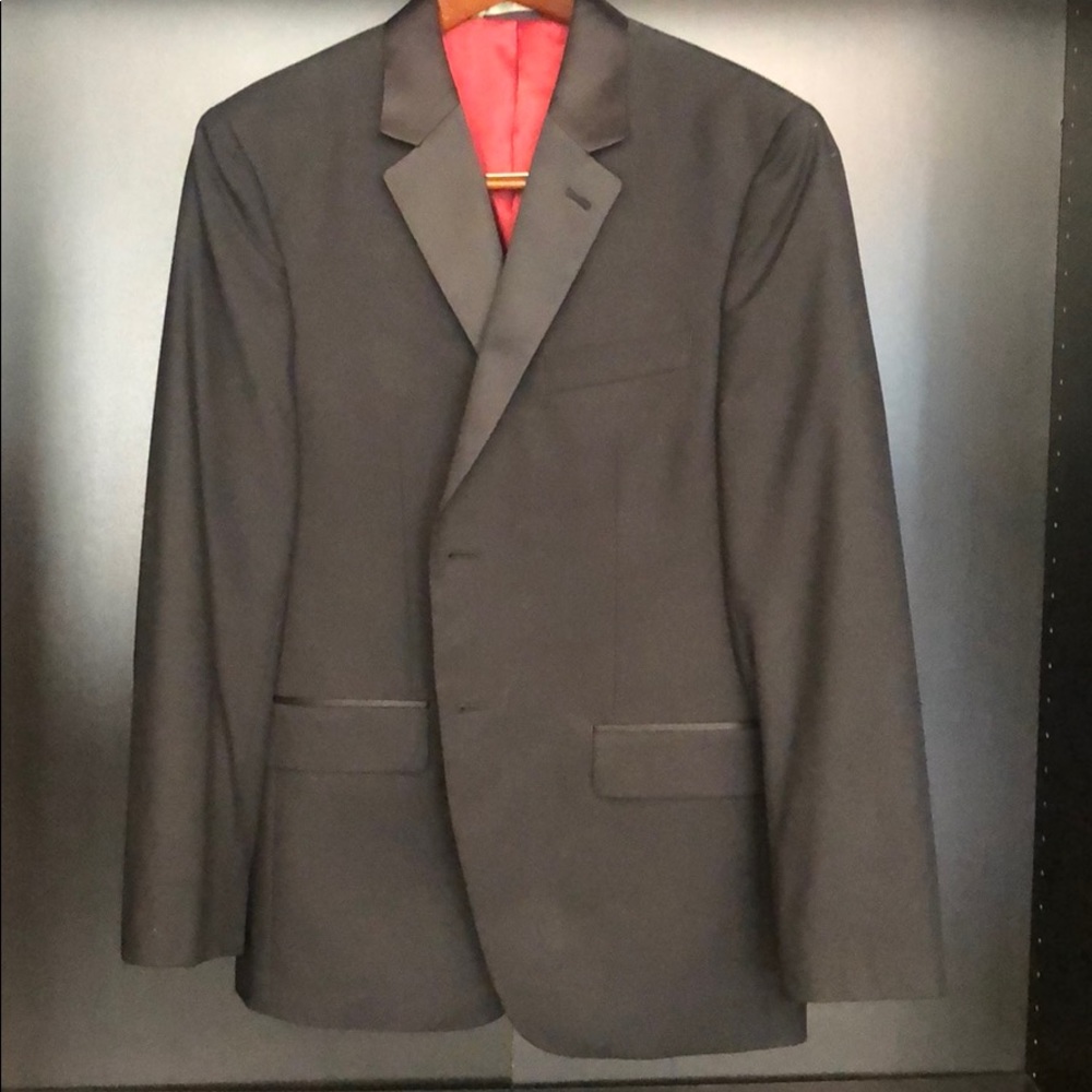 Izod Black Tuxedo Jacket with Red Satin Liner